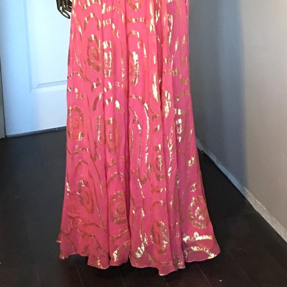 AIDAN MATTOX Metallic Silk Organza Gown 💫 - Picture 3 of 11